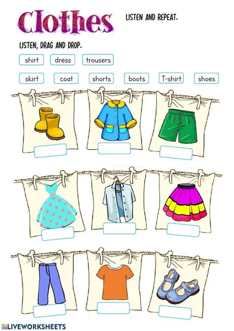 Clothes Worksheet For Class 1