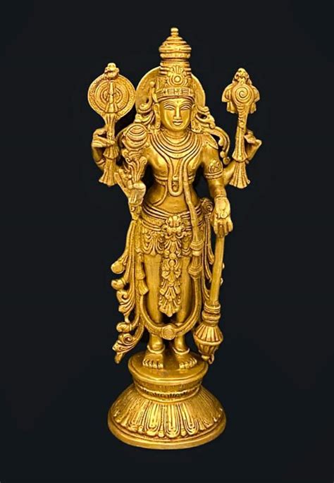 Vishnu Murthi Brass Statue 6 5 Inch Vishnu Idol For Pooja Home Decor