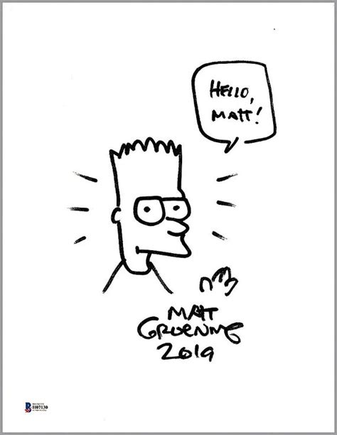 Matt Groening Bart Simpson Dibujo Original A Etsy España