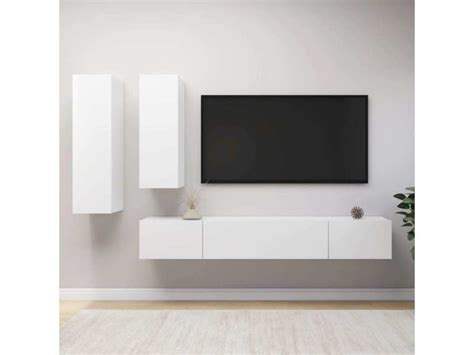 Ensemble De Meuble Tv Pcs Bancs Tv Armoires De Rangement Blanc