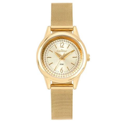 Relogio Feminino Condor Mini Dourado Analogico Luxo Casas Bahia