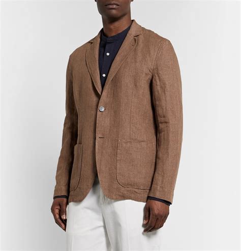 Lardini Unstructured Linen Blazer Brown Lardini