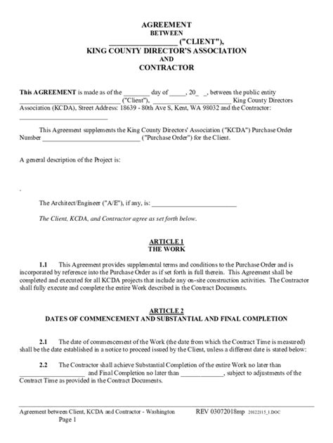 Fillable Online Community Workforce Agreement CWA King County Fax