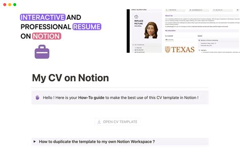 Interactive CV Template Template Notion Marketplace