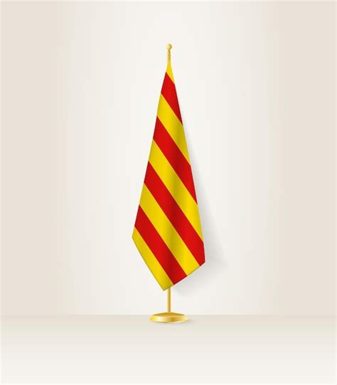 Bandera De Catalu A En Un Soporte De Bandera Vector Premium