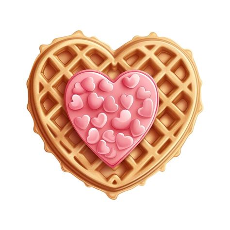 Premium PSD Waffle With Pink Icing And Hearts Ai Generated Image