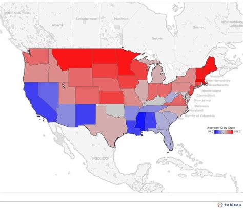 Average Iq By Us State X Map Us Map Data Map