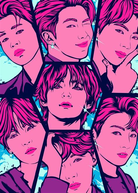 Bts Poster Poster Picture Metal Print Paint By Vector Heroes Displate Bts Drawings