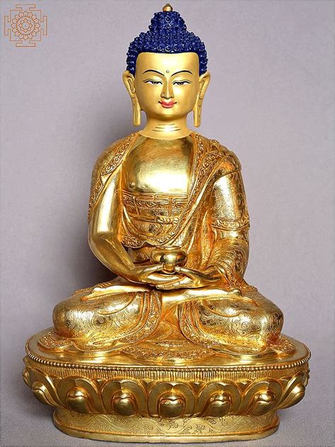 13 Amitabha Buddha Idol From Nepal Nepalese Gilded Copper Statue