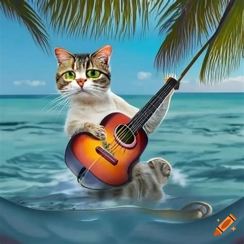 Cat Playing Guitar In The Indian Ocean On Craiyon