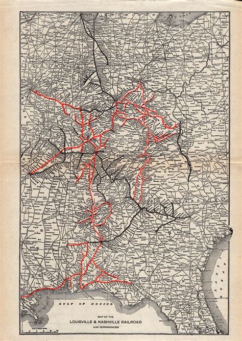 1920 Antique Louisville and Nashville Railroad System Map L and N ...