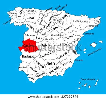 Caceres Map, Spain Province Vector Map. High Detailed Vector Map Of ...