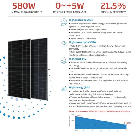 Trina W W W Solar Panel Bifacial Dual Glass Solar Cell Panel