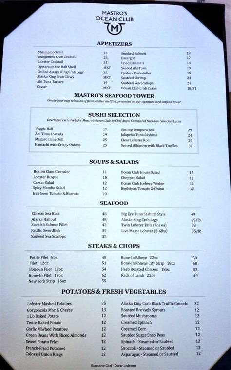 Mastro S Dinner Menu Hot Sex Picture