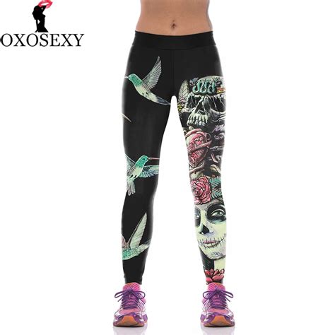 Fashion New Lycra Skull Leggings Printed Sporting Leggings Fitness