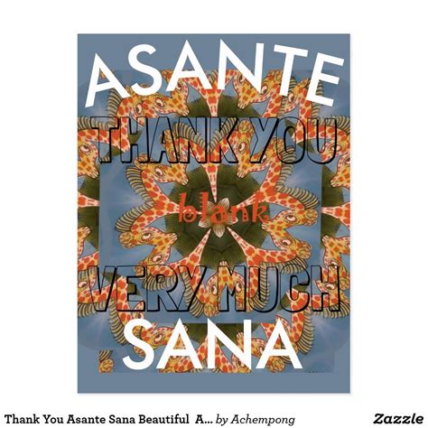 Thank You Asante Sana Beautiful African Giraffe Postcard