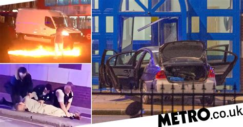 Man Sets Road On Fire Moments After Car Crashes Into Police Station