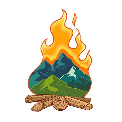 Premium Vector Fire Camp Vector Illustration