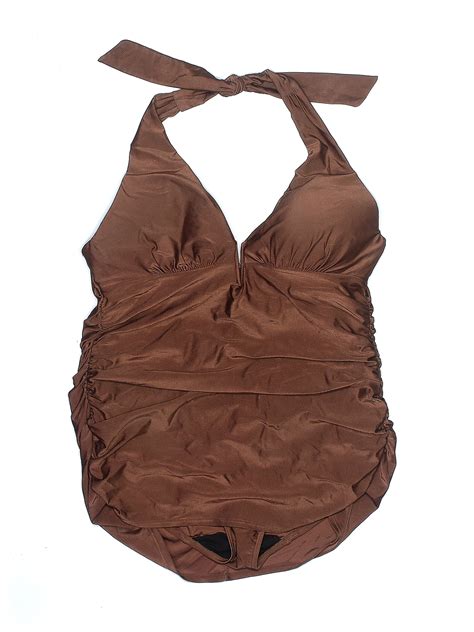 Swim By Cacique Solid Brown One Piece Swimsuit Size 22 Plus 57 Off