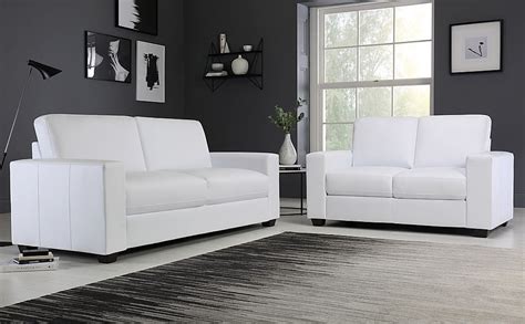 Mission White Leather 3+2 Seater Sofa Set | Furniture And Choice