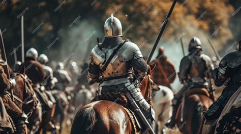 premium photo armored knights charging  medieval battlefield