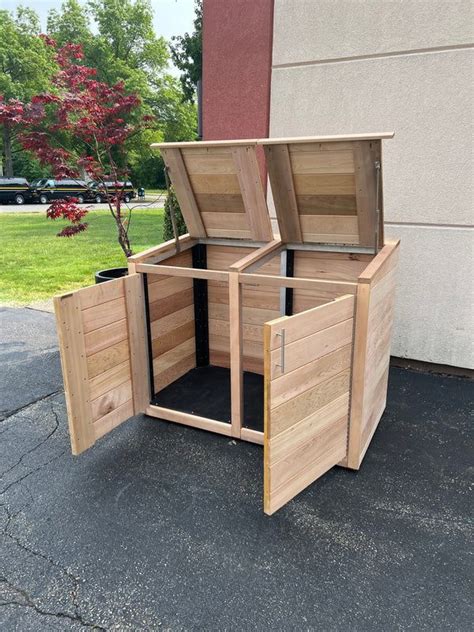 Clear Cedar Trash Enclosure Outdoor Garbage Can Storage In