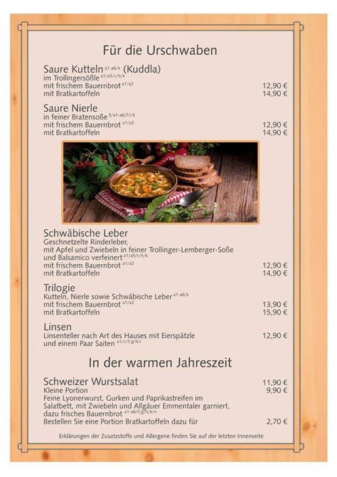 Speisekarte Von Sportgastst Tte Neuwirtshaus Restaurant Stuttgart