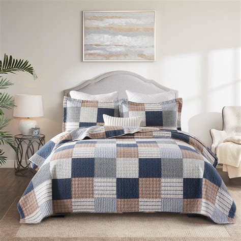 Pangushan 100 Cotton Queen Quilt Set Farmhouse Patchwork Queen Size