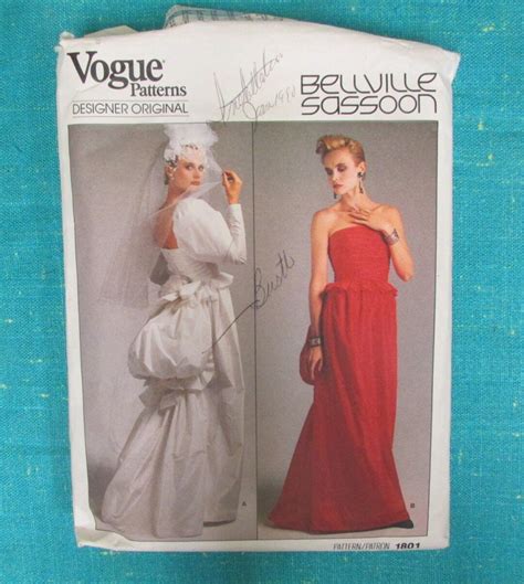 1986 VOGUE Bellville Sassoon Sewing Pattern 1801 Misses Formal Gown