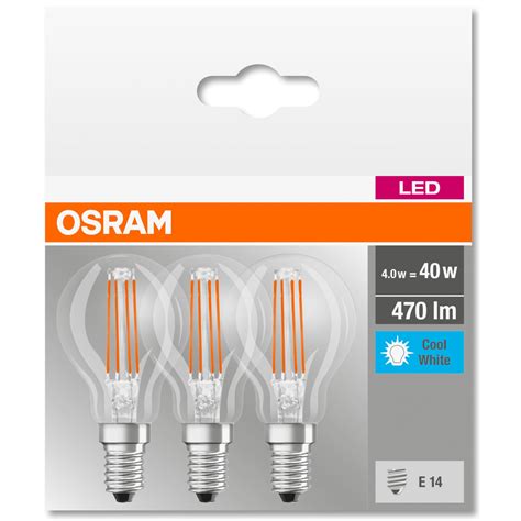 Комплект 3 крушки Led Osram P40 E14 4 W 40 W 470 лумена Студена