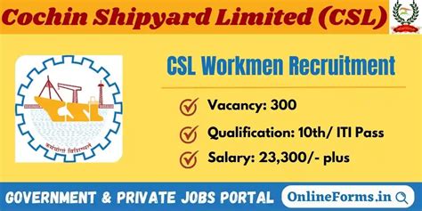 Cochin Shipyard Workmen Recruitment 2023 Apply For 300 Post