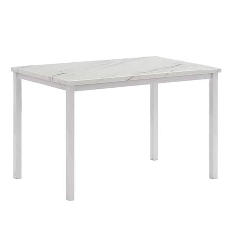 Mieres Modern Style Piece Bright White Rectangle Faux Marble Top