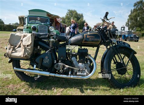 World War 2 WWII Military Army Royal Enfield Motorcycle Stock Photo