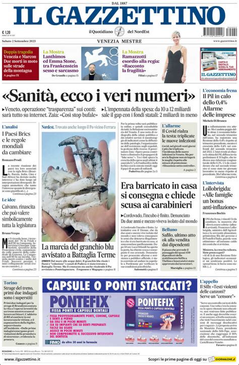 Periódico Il Gazzettino Italia Periódicos de Italia Edición de