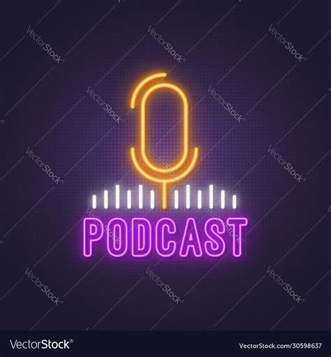 Podcast Neon Sign Bright Glowing Studio Royalty Free Vector