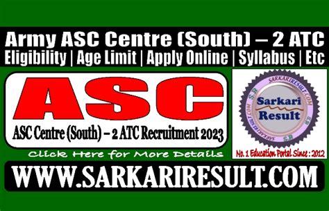 Army ASC Center South 2 ATC Recruitment 2023 For 236 Post