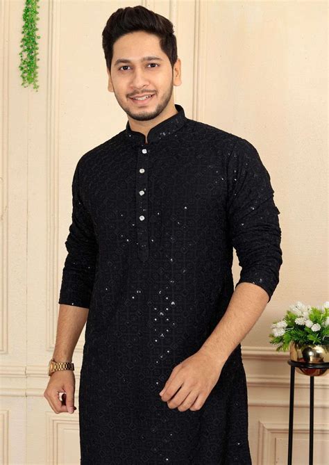 DESIGNER RAYON KURTA WITH SIMPLE WORK FOR MEN LATEST KURTA PAJAMA FOR MEN