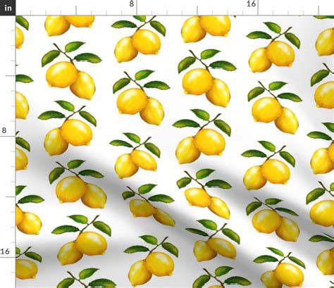 Citrus Lemon Branches Fabric Spoonflower