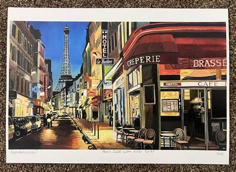 Paris Café With Eiffel Tower France Limited Edition Print Angela