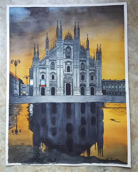 Architecture Art Milan Cathedral Painting Wall Art Original | Etsy