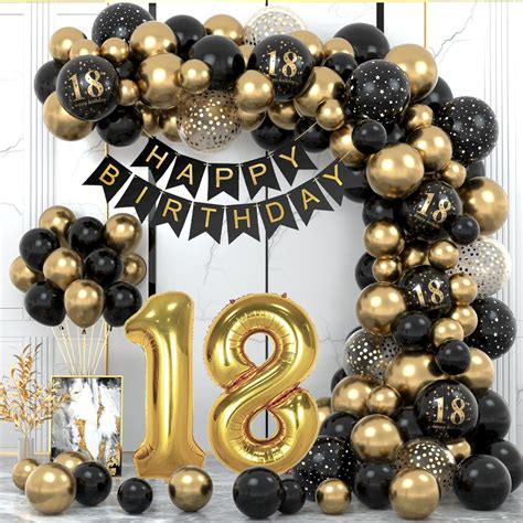 18th Birthday Decorations For Boys Girls Black Gold 18th Birthday