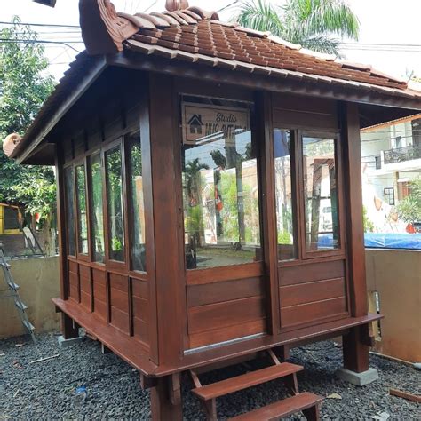 Jual Gasebo Model Dinding Kayu Kelapa Rumah Joglo Atap Genteng