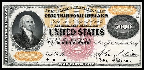 An Old United States Bank Note With The Image Of President George