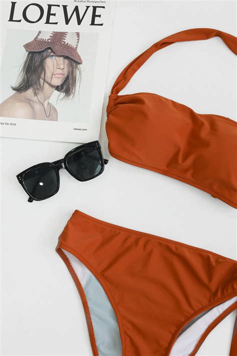 HALTER PIECE BIKINI SET IN BURNT ORANGE TOPAZETTE