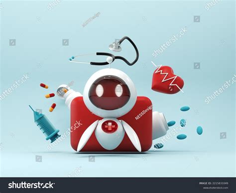 Medical Robot Assistant 3d Render Contactless Stock Illustration ...