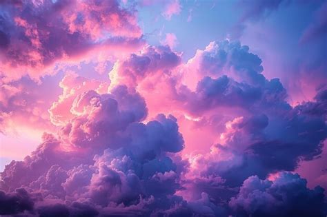 Premium Photo Purple And Blue Sky Filled With Clouds