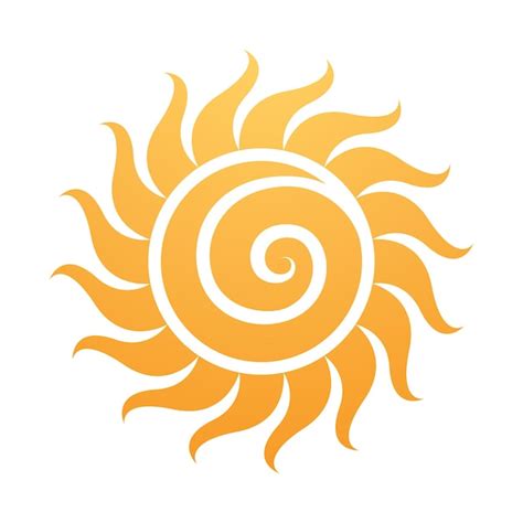 Icono De Sol Amarillo Con Curvas Con Una Espiral Vector Premium