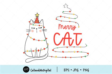 Cat Christmas Clip Art Graphic By Catandme · Creative Fabrica