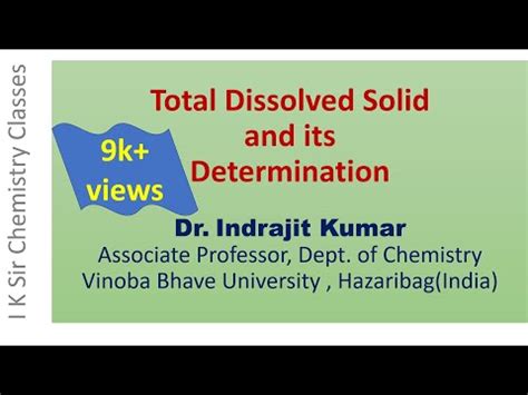 Total Dissolved Solid TDS In Water Sample And Its Determination YouTube