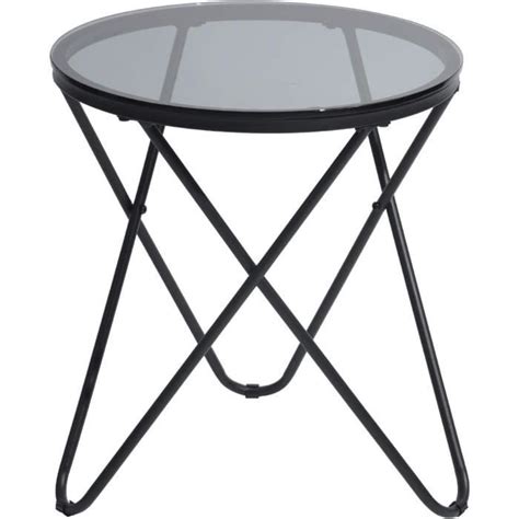 Table Basse Ronde En M Tal Et Verre Tremp Transparent Noir X X Cm